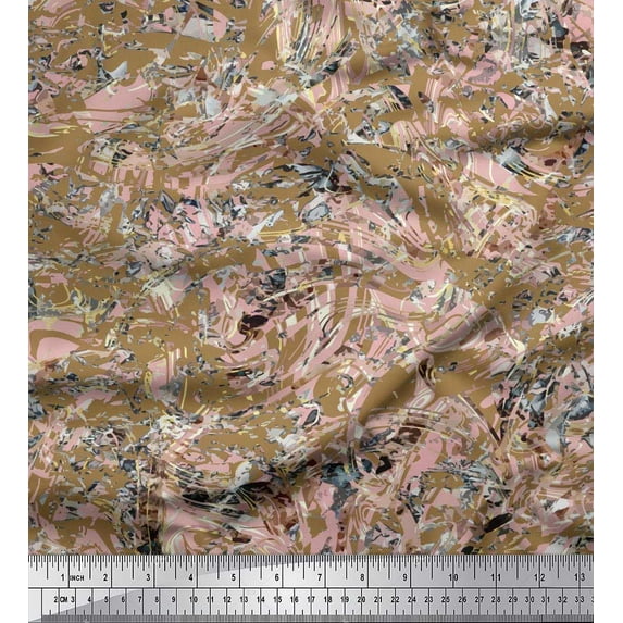 Soimoi Cotton Duck Fabric Marble Stone Texture Print Fabric by Yard 56 Inch Wide