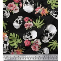 Soimoi Cotton Duck Fabric Monstera Leaves,Floral & Horror Skull Halloween Print Fabric by The Yard 42 Inch Wide