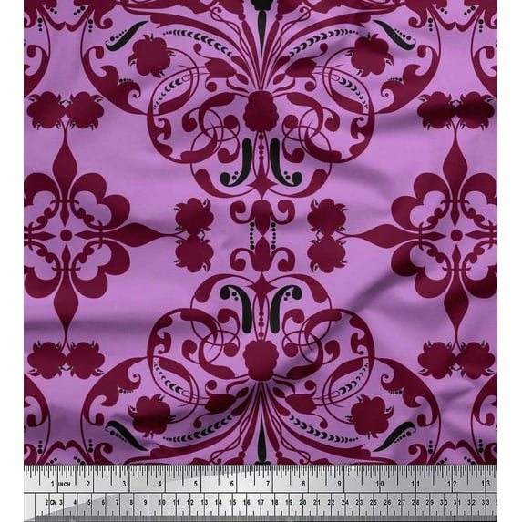 Soimoi Cotton Duck Fabric Moroccan Damask Printed Craft Fabric by The Yard 42 Inch Wide