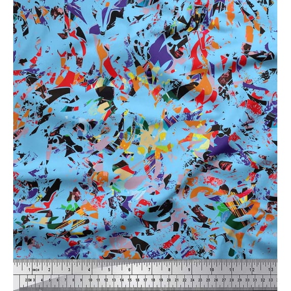 Soimoi Cotton Duck Fabric Multicolor Texture Decor Fabric Printed Yard 42 Inch Wide