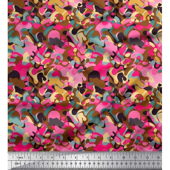 Soimoi Cotton Duck Fabric Multicolor Texture Print Fabric by the Yard 42 Inch Wide
