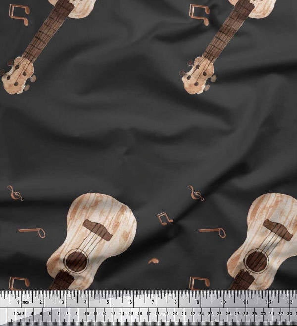 Otton A Instrument Soimoi Cotton Duck Fabric Notes & Guitar Musical Instrument Print ...