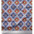 thumbnail image 1 of Soimoi Cotton Duck Fabric Ogee Damask Printed Craft Fabric by The Yard 42 Inch Wide, 1 of 3