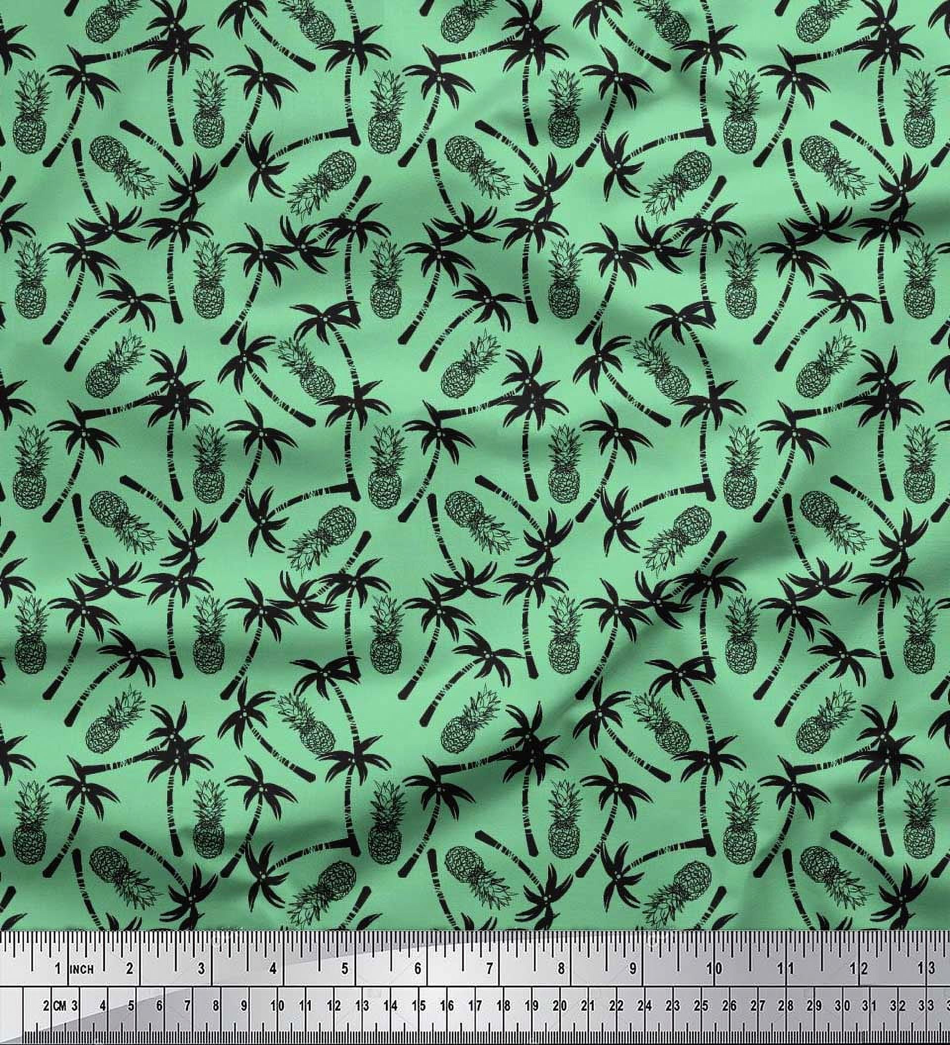 Soimoi Cotton Canvas Fabric - Tree & Elephant Animal Print By The Yard, 56 Inch Wide