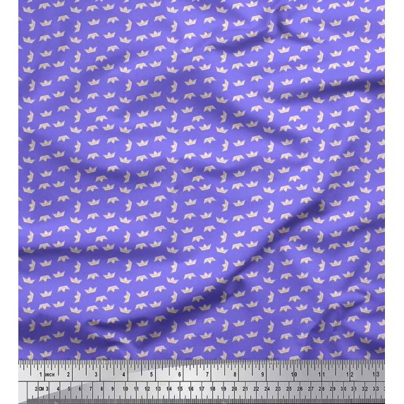 Soimoi Cotton Duck Fabric Paper Boat Art & Craft Printed Fabric 1 Yard 42 Inch Wide