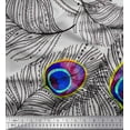 thumbnail image 1 of Soimoi Cotton Duck Fabric Peacock Feather Printed Craft Fabric by the Yard 42 Inch Wide, 1 of 3