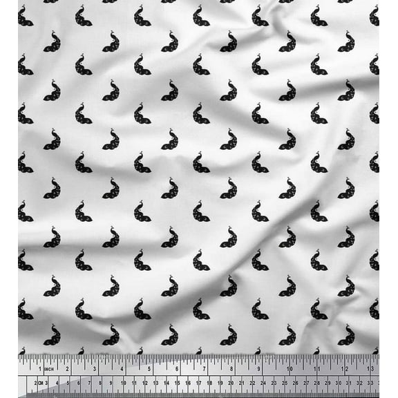Soimoi Cotton Duck Fabric Peacock Shirting Printed Craft Fabric by The Yard 42 Inch Wide