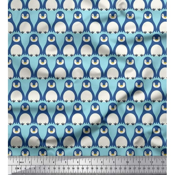 Soimoi Cotton Duck Fabric Penguin Ocean Decor Fabric Printed Yard 42 Inch Wide