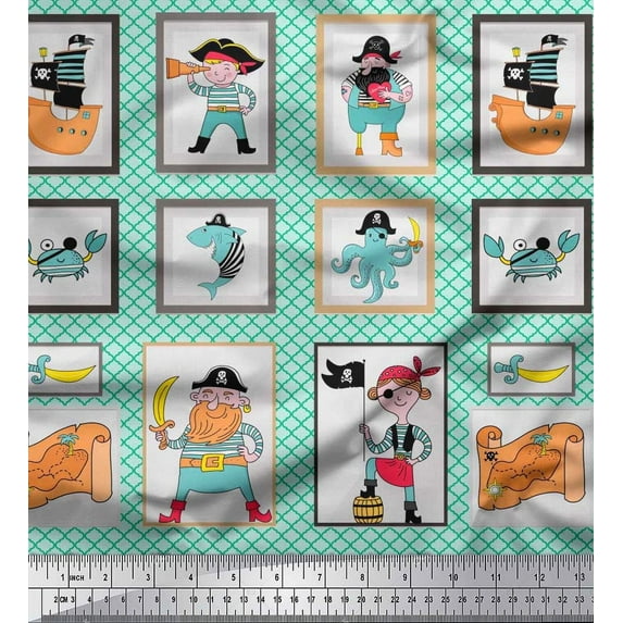 Soimoi Cotton Duck Fabric Penguin Ocean Print Fabric by Yard 42 Inch Wide