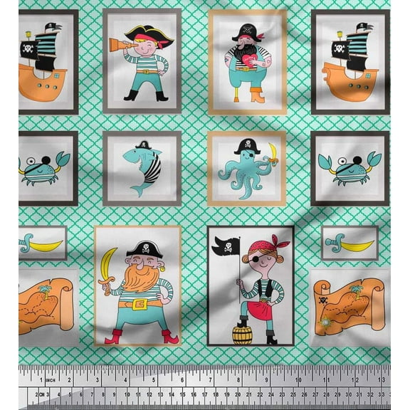 Soimoi Cotton Duck Fabric Penguin Ocean Print Fabric by Yard 42 Inch Wide