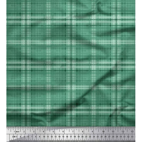 Soimoi Cotton Duck Fabric Plaid Check Decor Fabric Printed Yard 42 Inch Wide