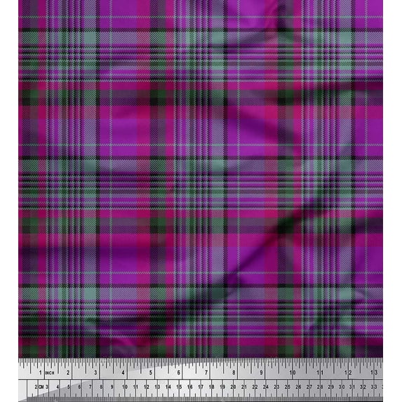 Soimoi Cotton Duck Fabric Plaid Check Print Fabric by The Yard 56 Inch Wide