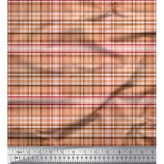 Soimoi Cotton Duck Fabric Plaid Check Print Fabric by The Yard 56 Inch Wide