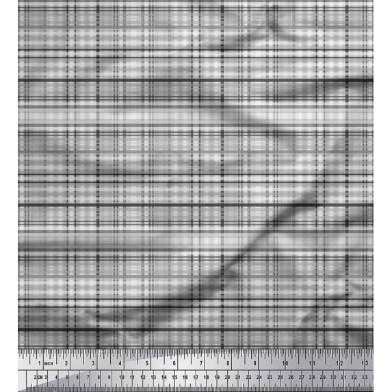 Soimoi Cotton Duck Fabric Plaid Check Print Fabric by Yard 56 Inch Wide