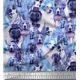 thumbnail image 1 of Soimoi Cotton Duck Fabric Pug,Beagle & English Cocker Spaniel Dog Scene Print Fabric by Yard 42 Inch Wide, 1 of 1