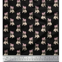 Soimoi Cotton Duck Fabric Pug Dog Printed Fabric 1 Yard 42 Inch Wide