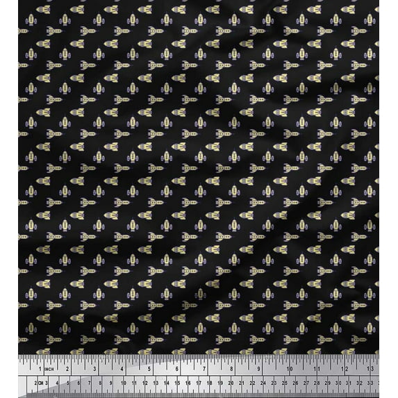 Soimoi Cotton Duck Fabric Rocket Shirting Print Sewing Fabric Yard 56 Inch Wide