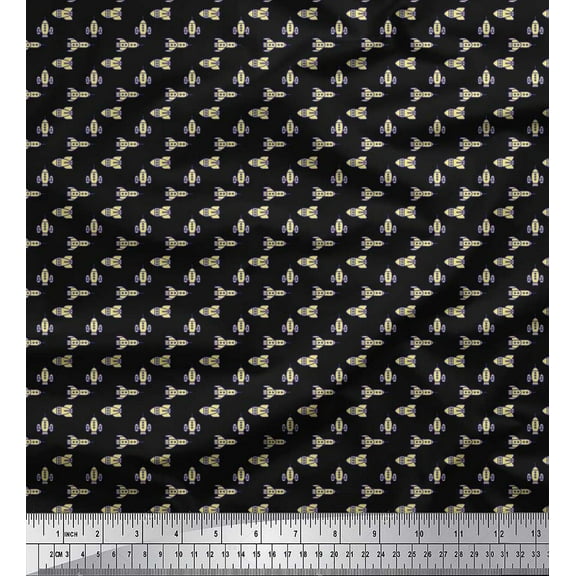 Soimoi Cotton Duck Fabric Rocket Shirting Printed Fabric 1 Yard 42 Inch Wide