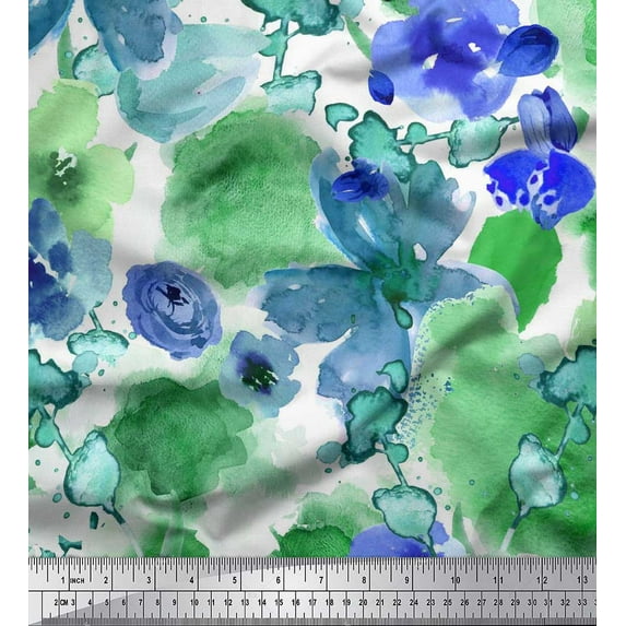 Soimoi Cotton Duck Fabric Rose Watercolor Decor Fabric Printed Yard 42 Inch Wide