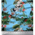 thumbnail image 1 of Soimoi Cotton Duck Fabric Sandhill Crane,Leaves & Lotus Floral Printed Craft Fabric by The Yard 42 Inch Wide, 1 of 1