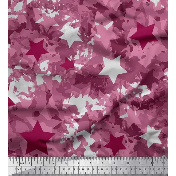 Soimoi Cotton Duck Fabric Star & Camouflage Decor Fabric Printed Yard 56 Inch Wide