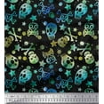 thumbnail image 1 of Soimoi Cotton Duck Fabric Star,Crossbones & Skull Halloween Print Fabric by The Yard 42 Inch Wide, 1 of 1