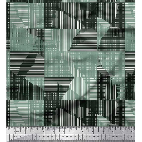 Soimoi Cotton Duck Fabric Stripe & Check Shirting Print Fabric by The Yard 42 Inch Wide