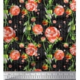 thumbnail image 1 of Soimoi Cotton Duck Fabric Stripe,Leaves & Peony Floral Print Sewing Fabric Yard 42 Inch Wide, 1 of 1