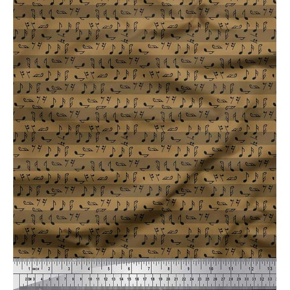 Soimoi Cotton Duck Fabric Stripe & Musical Notes Shirting Printed Craft Fabric by The Yard 42 Inch Wide