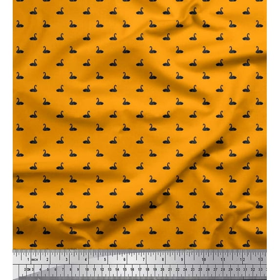 Soimoi Cotton Duck Fabric Swan Bird Decor Fabric Printed Yard 42 Inch Wide
