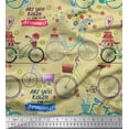 thumbnail image 1 of Soimoi Cotton Duck Fabric Text,Floral & Bicycle Transport Print Fabric by The Yard 42 Inch Wide, 1 of 1