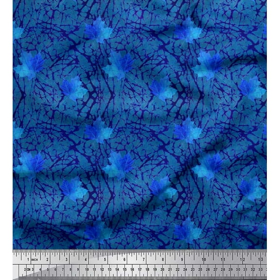 Soimoi Cotton Duck Fabric Texture & Autumn Leaves Print Sewing Fabric Yard 42 Inch Wide