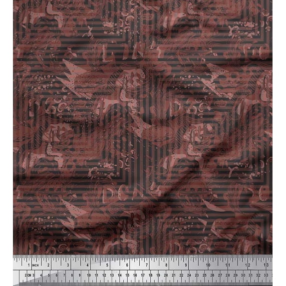 Soimoi Cotton Duck Fabric Texture & Greek Key Geometric Decor Fabric Printed Yard 56 Inch Wide