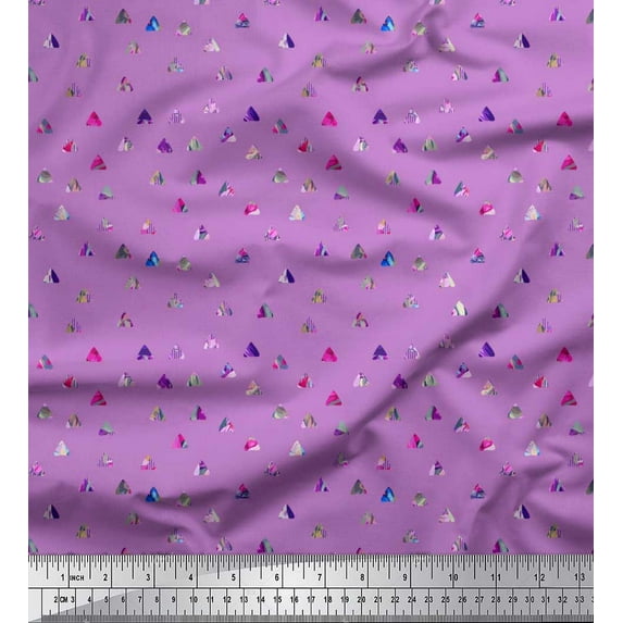 Soimoi Cotton Duck Fabric Texture & Triangle Geometric Print Sewing Fabric Yard 42 Inch Wide