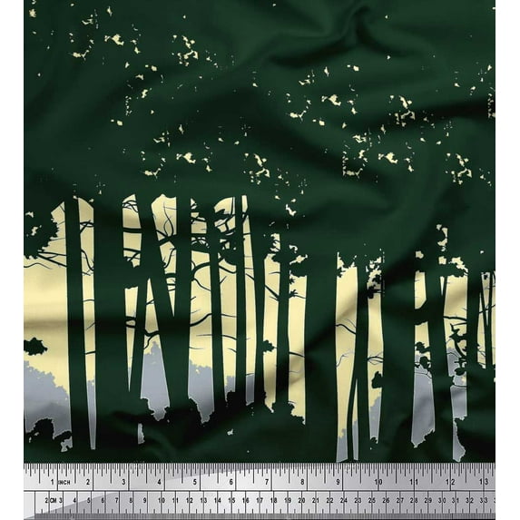 Soimoi Cotton Duck Fabric Tree Nature Print Fabric by the Yard 42 Inch Wide