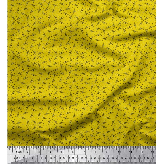 Soimoi Cotton Duck Fabric Triangle & Saxophone Musical Instrument Print Fabric by Yard 56 Inch Wide