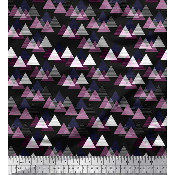 Soimoi Cotton Duck Fabric Triangle Small Decor Fabric Printed Yard 42 Inch Wide