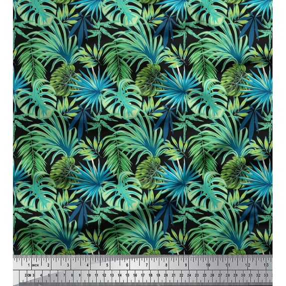 Soimoi Cotton Duck Fabric Tropical Leaves Print Fabric by The Yard 42 Inch Wide