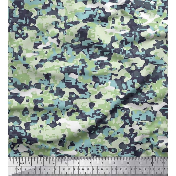 Soimoi Cotton Duck Fabric Two Tone With White Camouflage Fabric Prints By Yard 42 Inch Wide