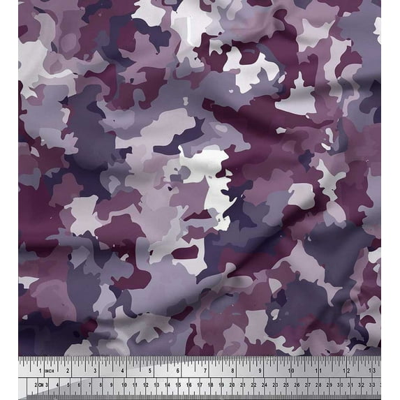 Soimoi Cotton Duck Fabric Two Tone With White Camouflage Print Fabric by Yard 42 Inch Wide