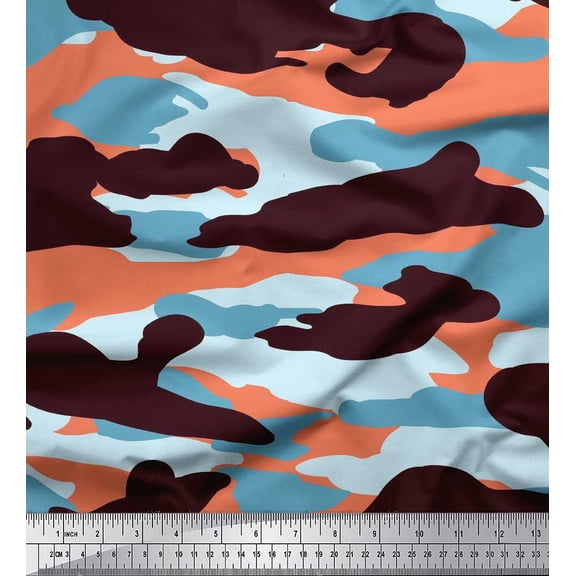 Soimoi Cotton Duck Fabric Two Tone With White Camouflage Print Fabric by the Yard 42 Inch Wide