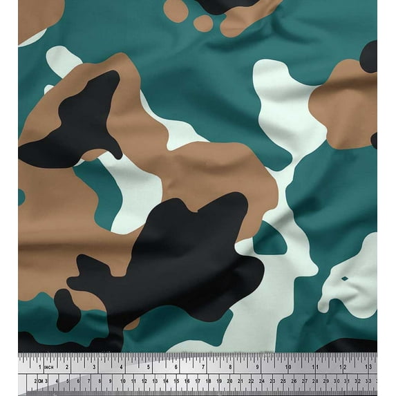 Soimoi Cotton Duck Fabric Two Tone With White Camouflage Print Sewing Fabric Yard 42 Inch Wide