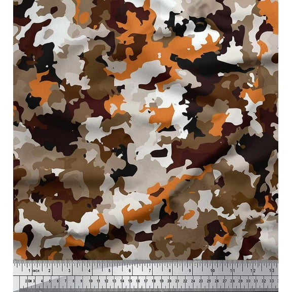 Soimoi Cotton Duck Fabric Two Tone With White Camouflage Printed Craft Fabric by the Yard 42 Inch Wide