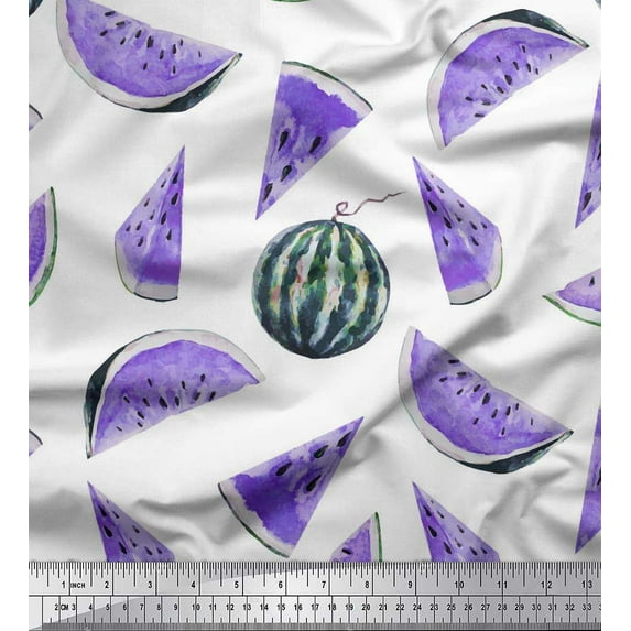 Soimoi Cotton Duck Fabric Watermelon Fruits Print Fabric by The Yard 42 Inch Wide