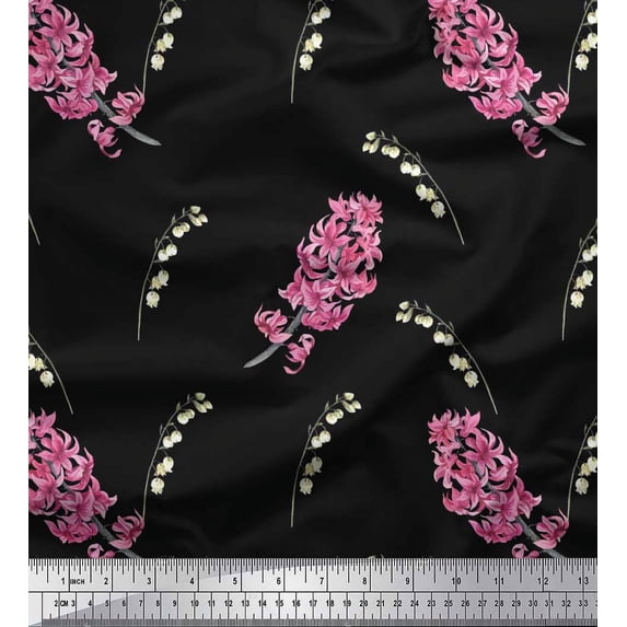 Soimoi Cotton Duck Fabric Wildflower Floral Print Fabric by The Yard 42 Inch Wide