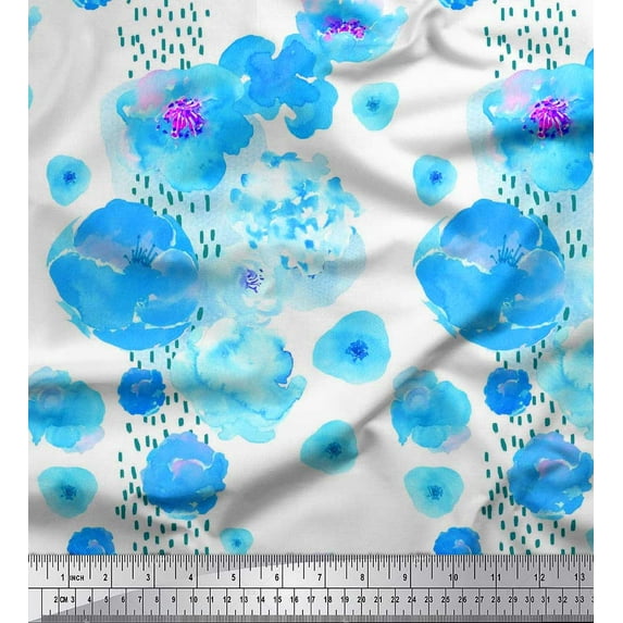 Soimoi Cotton Duck Fabric brush stroke & floral Watercolor Decor Fabric Printed Yard 42 Inch Wide