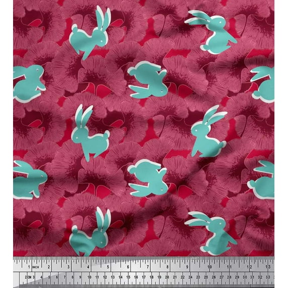 Soimoi Cotton Jersey Fabric Artistic Floral & Rabbit Animal Print Fabric by Yard 58 Inch Wide