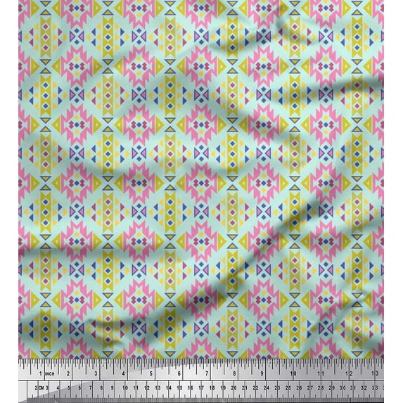 Soimoi Cotton Jersey Fabric Aztec Geometric Print Fabric by Yard 58 Inch Wide