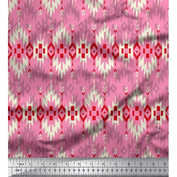 Soimoi Cotton Jersey Fabric Aztec Geometric Printed Craft Fabric by The Yard 58 Inch Wide