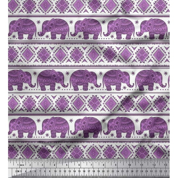 Soimoi Cotton Jersey Fabric Aztec & Tribal Elephant Ethnic Print Fabric by Yard 58 Inch Wide